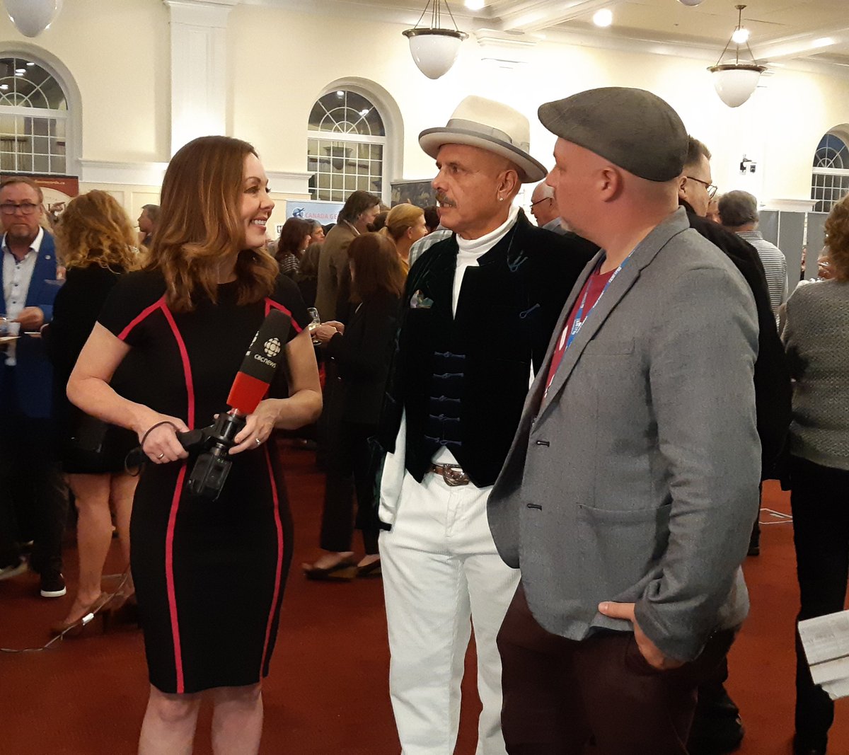 devourfest's tweet photo. @RealJoeyPants and @seancisterna chatting with @amysmithcbc, @CBCNS about the Opening Gala Film 'From the Vine' #Devour2019 https://t.co/Pt3I1wF9Tn