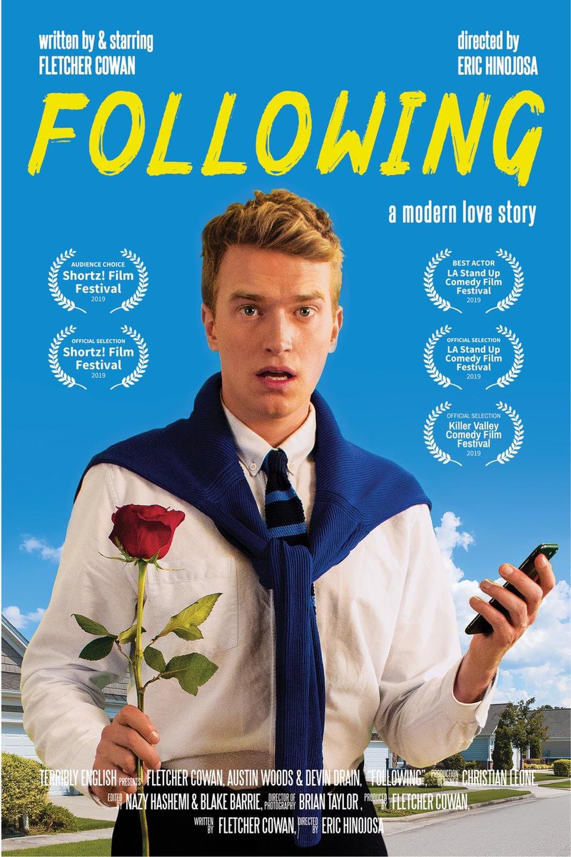 fletchercowan's tweet photo. I promise to stop banging on about our film very soon BUT we just got awarded an ‘Audience Choice Award’ at the California Shortz Festival and I’m dead pleased. 👍🏼
#FollowingShortFilm #LGBTQfilm https://t.co/di0CVLTCLL