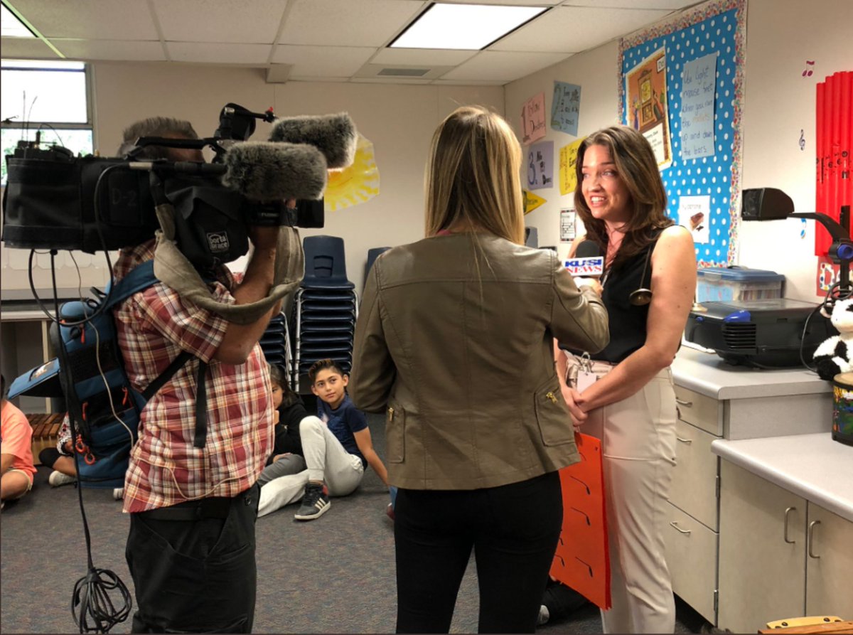 mrspridmore's tweet photo. @KUSINews came to do a story this morning as we are celebrating my status as a GRAMMY Music Educator Award Semifinalist! Thank you for sharing your morning with us in music class! #CVESDarts #VAPA #finneyelem https://t.co/HvS6qUOEku