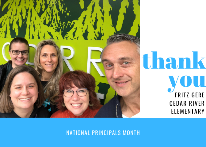 October is #ThankAPrincipal Month, and we thought it would be a great time to thank each of our 9 building leaders for their hard work year round on behalf of Tahoma students &amp; staff. Want to know what instrument Mr. Gere plays? Read tomorrow's district newsletter to find out!
