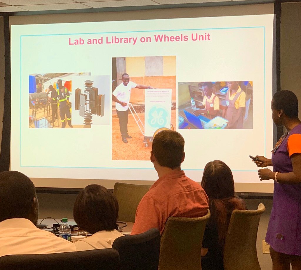 JMGodwyll's tweet image. Glad to have captivated &amp;amp; held the attention of students &amp;amp; professors in the US’s number 1 ranked university for innovation - @ASU !

Great sharing insights on @youngatheartgh’s #LabandLibraryonWheels - addressing infrastructural deficits for education in resource stressed areas.