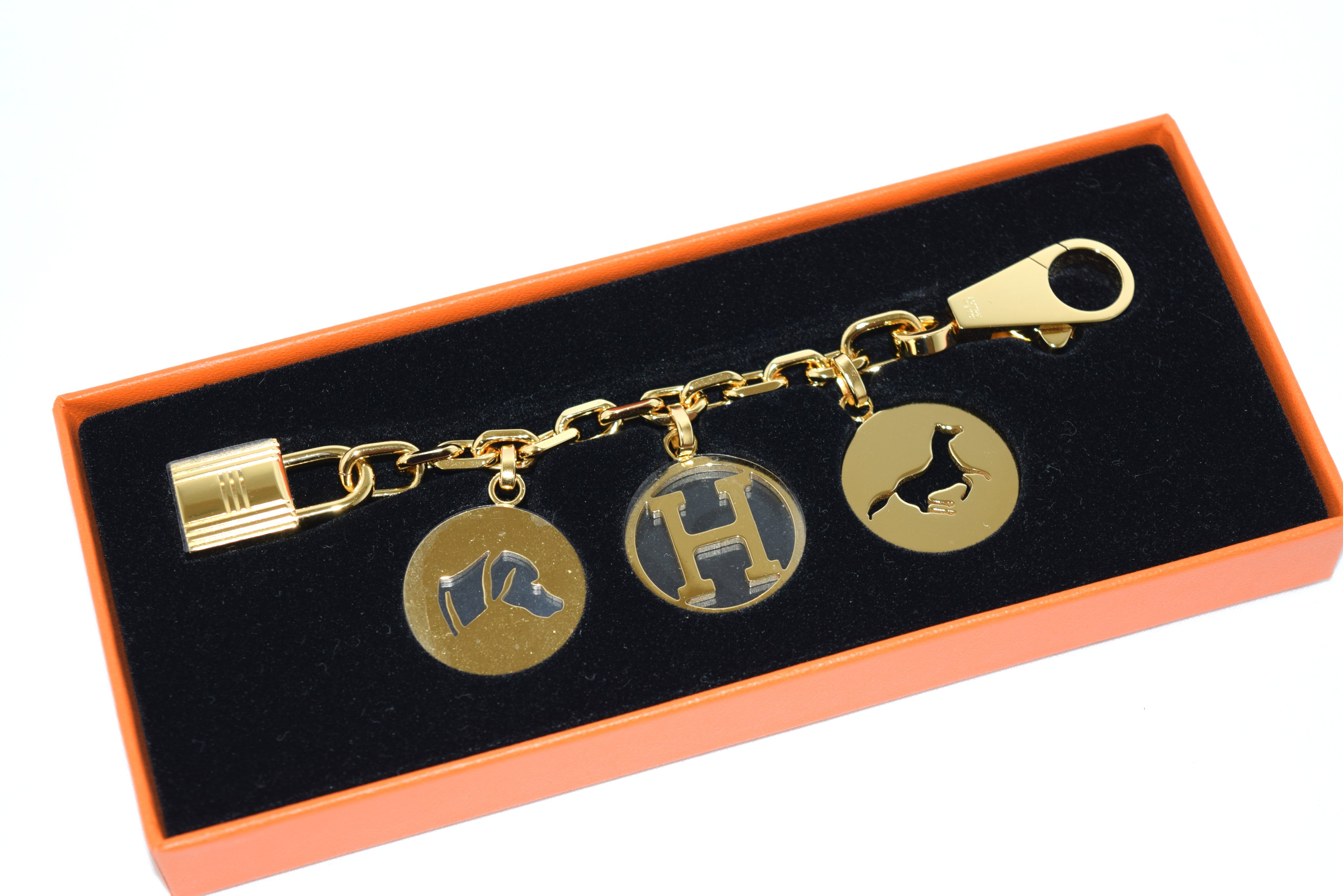 hermes bag charm gold