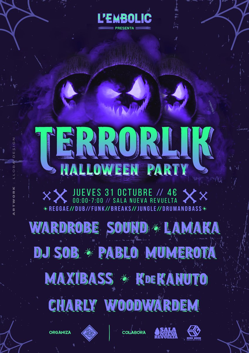 SJLamaka's tweet photo. Next Event in La Revuelta, San Vicent del Raspeig, Alicante ! TERRORLIK - Halloween Party by Barraca L'Embolic
#dnb #alicante #lamaka #raggajungle #event #party #halloween2019 #partytime #drumandbass #dnb https://t.co/JL9TOmwSG4