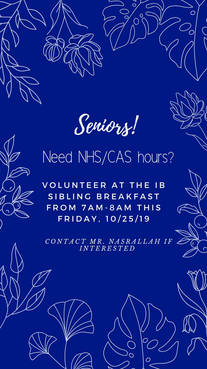 VolunteerScp's tweet photo. If you’re a senior interested in getting volunteer hours by helping set up for the IB sibling breakfast this Friday, please contact Mr. Nasrallah! https://t.co/7yAjgRePYn