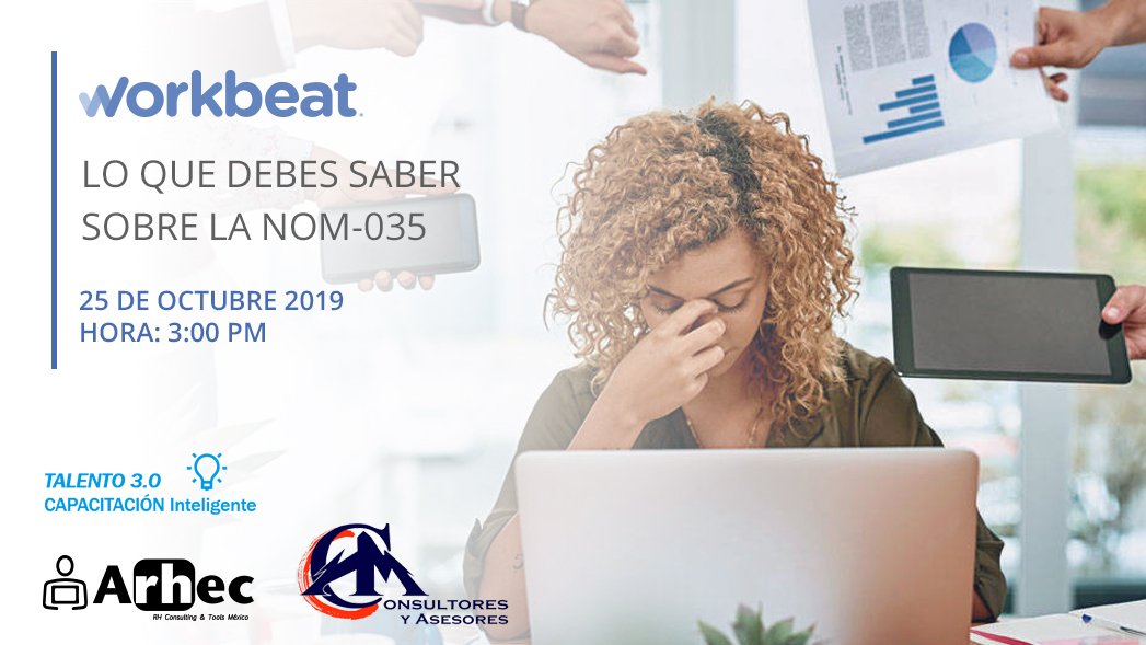 workbeat's tweet photo. Reserva gratis tu sitio para esta conferencia en línea: https://t.co/OWZg0SnnyC Evento en colaboración con @ArhecConsultor Fecha: Viernes 25 de octubre, 3:00 pm https://t.co/NGWNg3c0k2