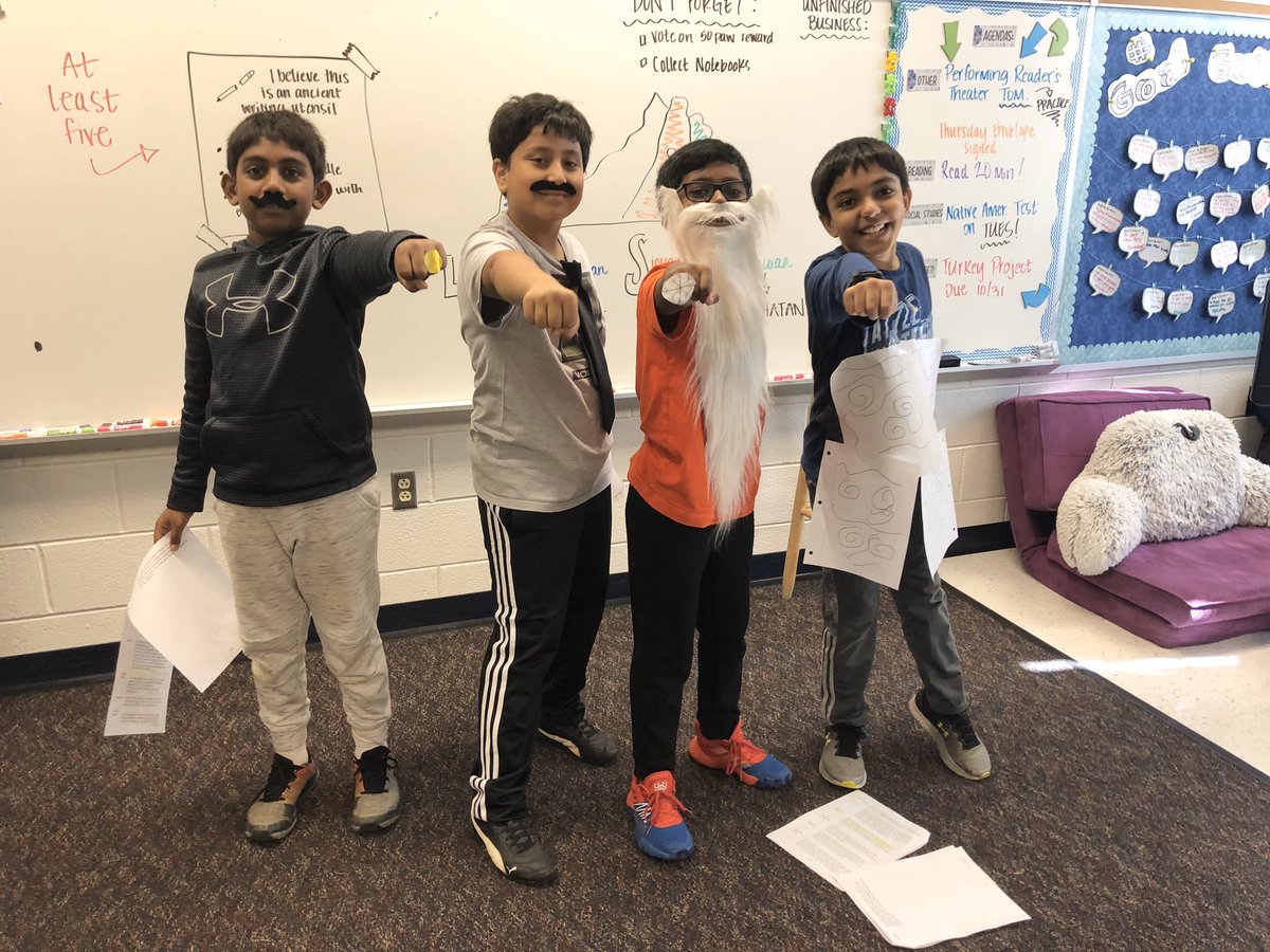 Native American Reader's Theater featuring Old Man Winter and the wind. Can you spot them? Our Young Man Spring and Narrator were equally as entertaining. 👴🏽🌬🎬 #rlc20 <a href="/RLC_Coyotes/">Rosa Lee Carter ES</a> <a href="/RLCPrincipal/">Diane Insari</a>