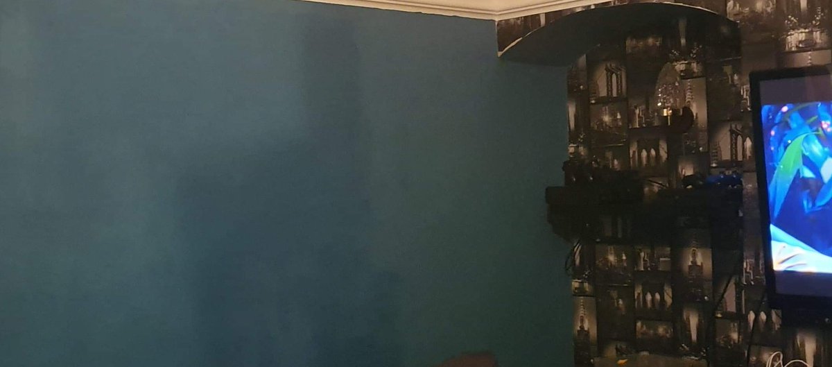 LeanneCaruso's tweet photo. Finally finished the decorating in the living room. Loving the colour. I am so proud of myself fir giving this a go and not making any mess 😂😂. Only the rest of the house to go. #Teal #TealIsTheNewBlack #IDoneGood https://t.co/k94zWejbwB
