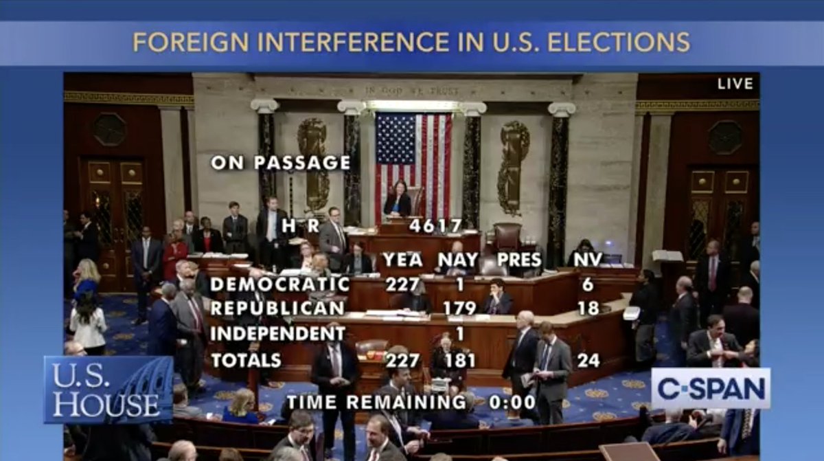 C-SPAN screen showing the final vote on the SHIELD Act, which passed 227-181.