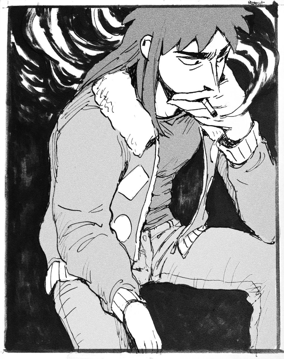 #inktober day 23, it's kaiji again. i'm having fun being more loose w my lines #inktober2019 