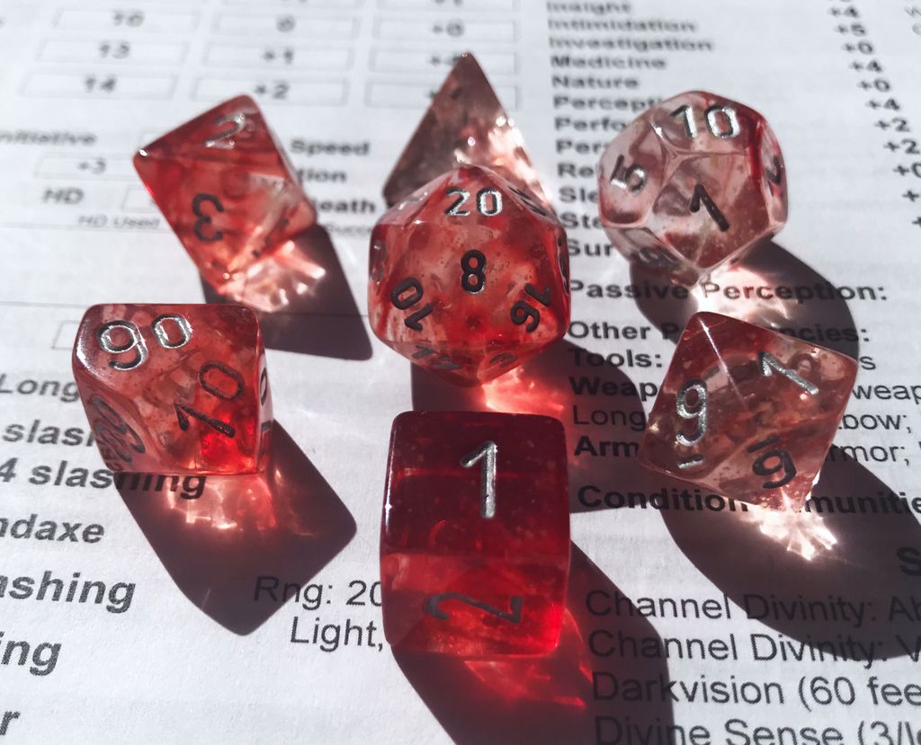 battleaxemage's tweet photo. Perfect for Halloween! Like bloodstains in water
#dice #d20 #dnd #dnd5e #ttrpg #dungeonsanddragons #dicecollection #polyhedraldice #dnddice #dicenerd #dicenerdsontwitter #battlecrazedaxemage #chessex #labset #rednebula https://t.co/p3fGiz0AVV