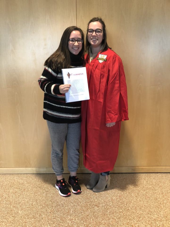 Cincinnatus_UC's tweet photo. ...on this day, we proudly tap @GraceWherley https://t.co/HYLcNzypwl