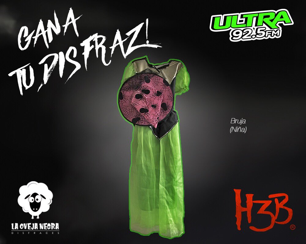 UltraRadioPue's tweet photo. Gana #disfraz de #bruja para este #Halloween cortesía de #LaOvejaNegra y #H3B.
Sólo responde a este tweet con tu nombre completo y usa #GanoConUltra.
La respuesta correcta número 10 gana.
*el disfraz es de niña
*vale un tweet por usuario https://t.co/dLr9OYtXri