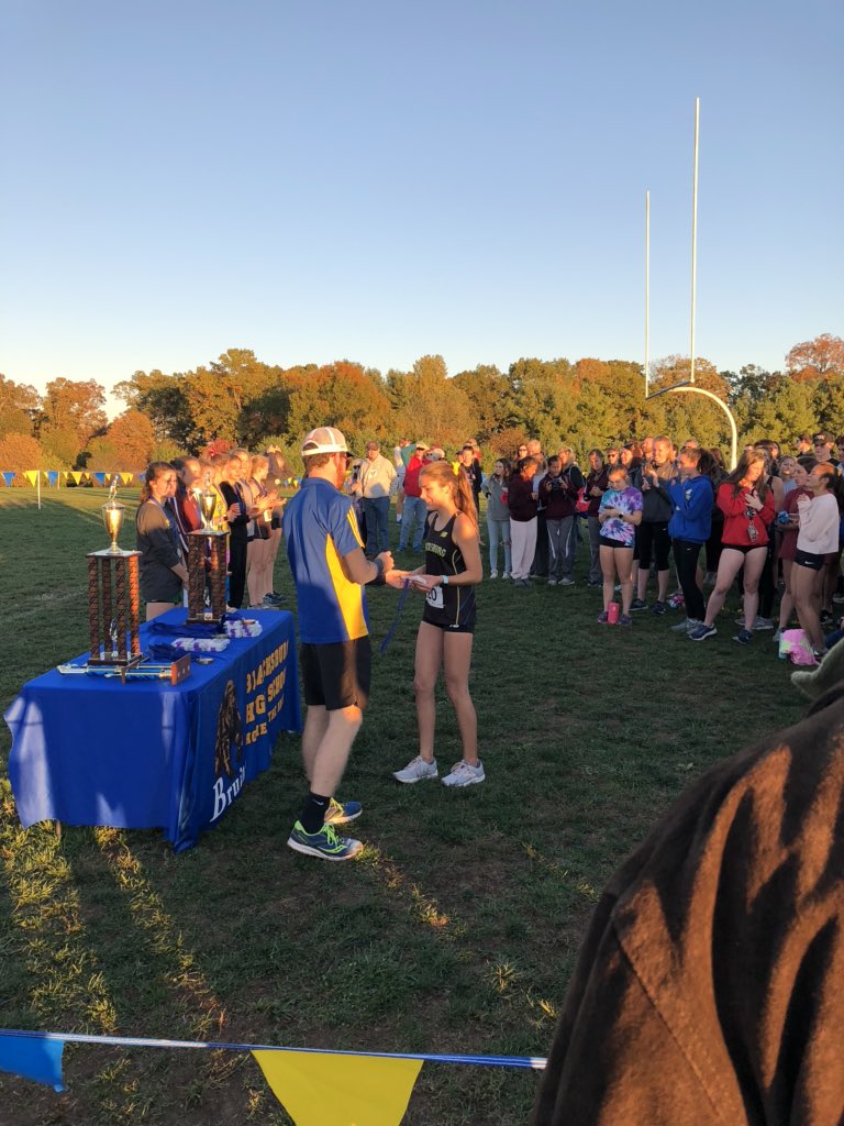 Girls XC individual results: Grayson Lawrence 10th place, Emily Wolfe 9th place, Annika Griggs 8th place, Mia Jones 7th place