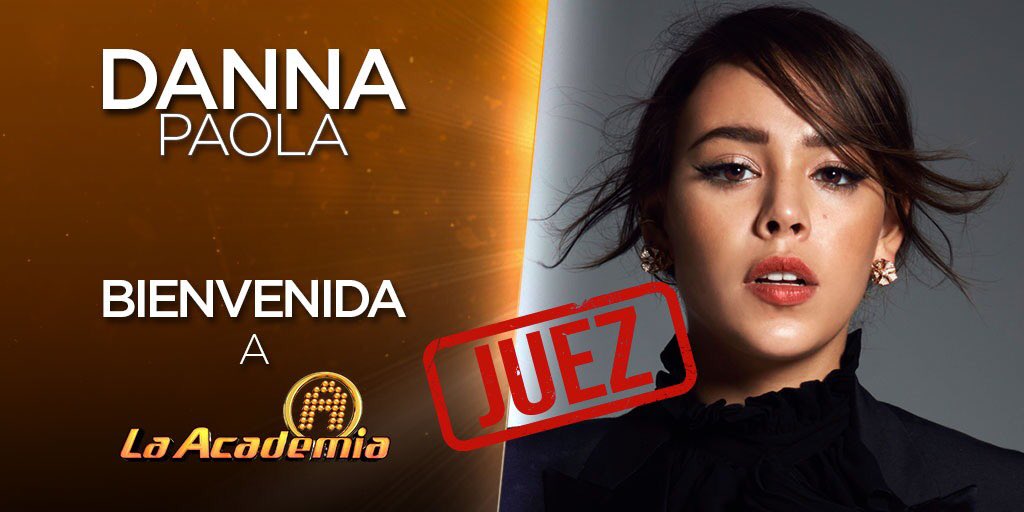 LaAcademiaTV's tweet photo. ¿Quién ya quiere que sea 10 de noviembre para ver a @dannapaola en el panel de jueces de #LaAcademia? ❤️😱 ¡Bienvenida! https://t.co/Cgb3zeV6BT