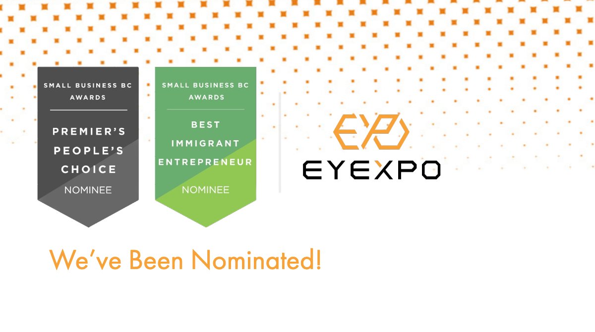 eyexpocanada's tweet photo. Eyexpo is proud to share that we have been nominated for both the Best Immigrant Entrepreneur &amp; Premier’s People’s Choice awards with @SmallBusinessBC #entrepreneur #immersivetech #award #smallbusinessbc 
👇👇
Vote here:
https://t.co/kbtL8IRqvF
https://t.co/vGv5NDUTrs https://t.co/7bSXgkty1w