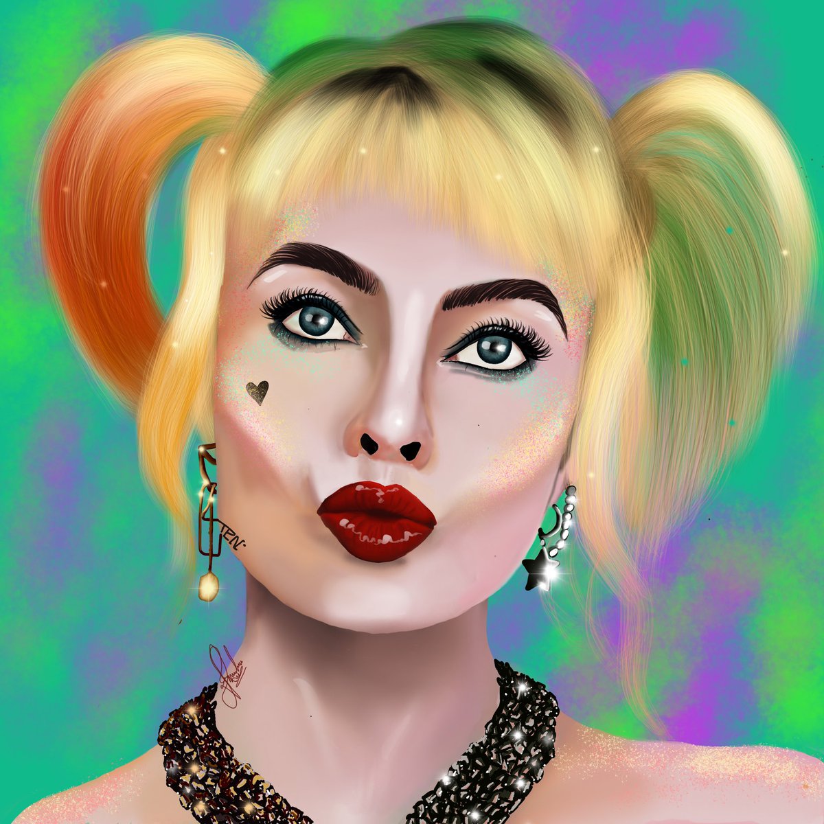 hashyart's tweet photo. Digital painting of Harley Quinn! @birdsofpreywb @SuicideSquadWB 

#HarleyQuinn #HarleyQuinnart #fanart #digitalpainting #procreate #BirdsOfPrey #neon #joker #MargotRobbie #dccomics https://t.co/sivAWlO2Ll