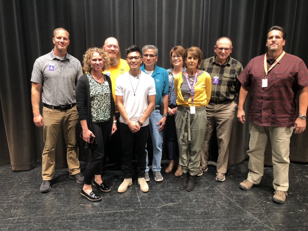 The guy in white shirt graduated 5 years ago. Today speaking to 650 Freshman about his successful career. Had these GISH staff with him on stage to thank them personally 💜 <a href="/GishActivities/">WearPurple...BeGold</a> <a href="/GIPublicSchools/">GIPS</a>