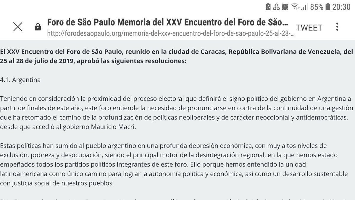 hugumat's tweet photo. Las recomendaciones del Foro de San Pablo para Arg.
Agarrate fuerte si gana el Tío Alberto. https://t.co/tr8aE9KZRH