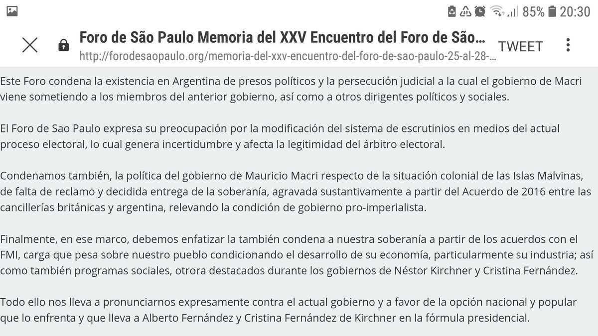 hugumat's tweet photo. Las recomendaciones del Foro de San Pablo para Arg.
Agarrate fuerte si gana el Tío Alberto. https://t.co/tr8aE9KZRH