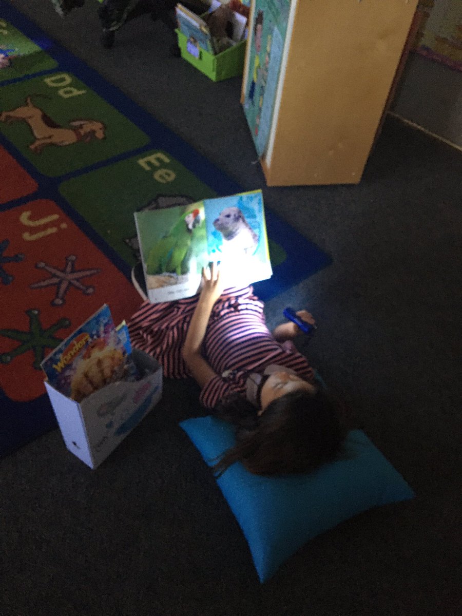 It’s flashlight Friday in kindergarten! We love to read by flashlight!