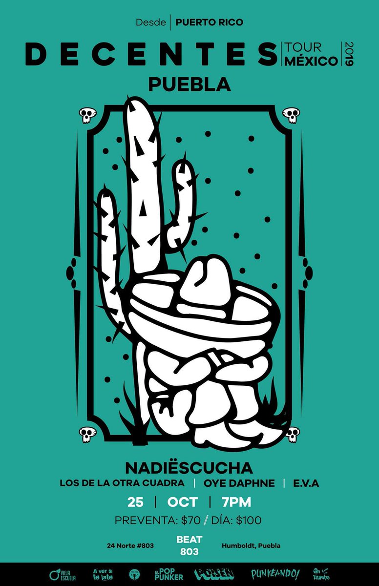 aversitelate's tweet photo. Este fin de semana sigue la gira de @decentesoficial en nuestro país.
@nadiescuchapunk los estarán acompañando y muchas bandas más.
#PACHUCA #PUEBLA Y #CDMX
¿En dónde nos vemos?
#AvSTL https://t.co/rOyR6pB8RY