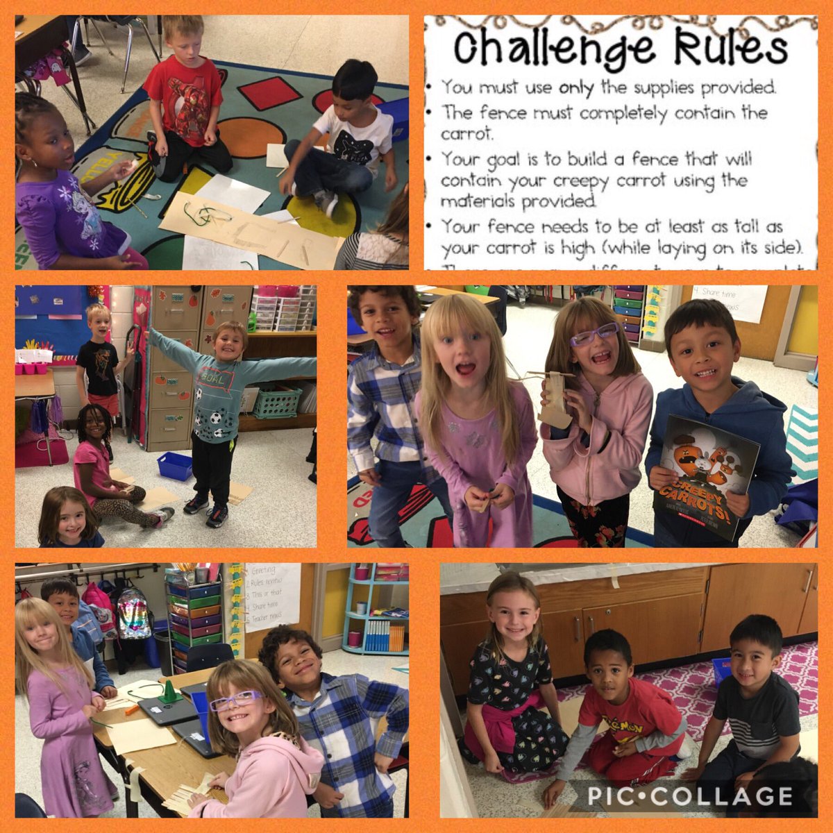 MSerrano15's tweet photo. Today Ss worked together to create a fence that would keep the “Creepy Carrots” contained! Kids had a blast and enjoyed the challenge of limited materials 👌🏼 #RelentlessGators #GlenwoodKidsDeserveIt #STEM https://t.co/mqW8YJ1NQQ