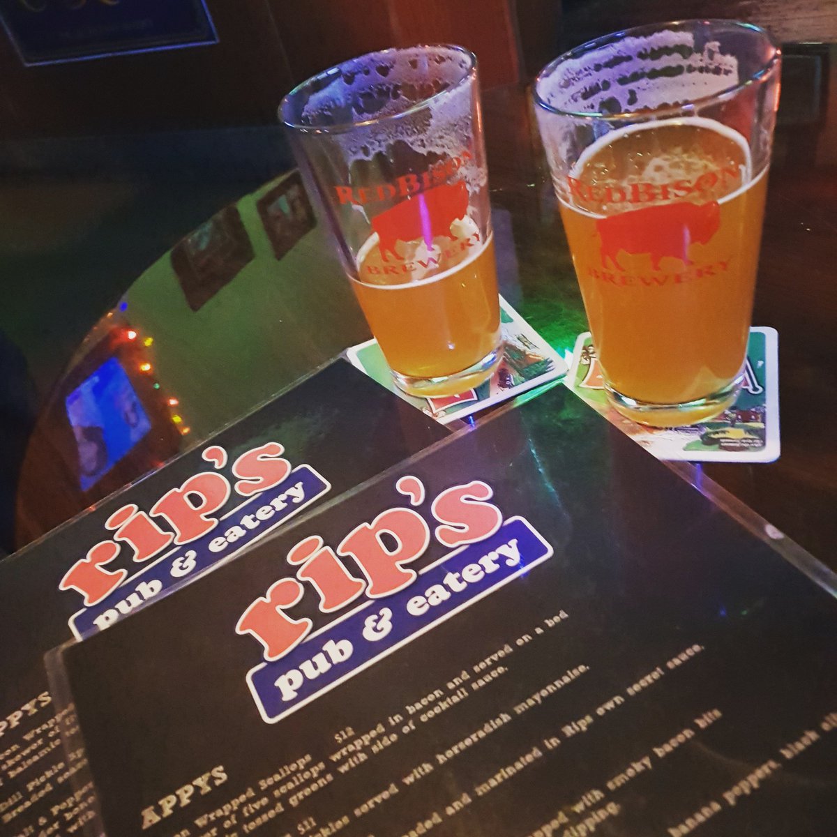 Huge shoot out to Lori, Danny &amp; Jeremy at <a href="/ripspub/">Rip's Pub and Eatery</a>, they stocked up on our last inventory of #PartyPants #PaleAle so stop by before it's all gone! The lemon pepper wings are AMAZING and pairs awesome with it! #redbison #craftbeer #abbeer #yycnow #yycdrinks #yycdeals #yyceats