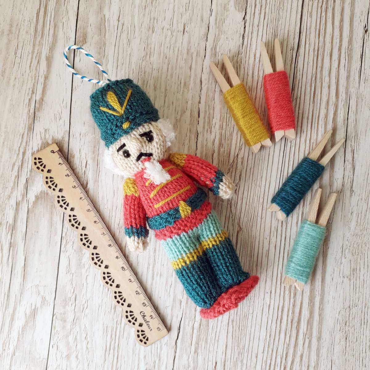This nutcracker doll is big enough to stand on a shelf or hang on your tree. He's actually the middle sized doll from the pattern- I've included info in it, so you can make both a larger and smaller version. bit.ly/Christmasknitt… #Nutcrackerdoll #handmadechristmas #knitpattern