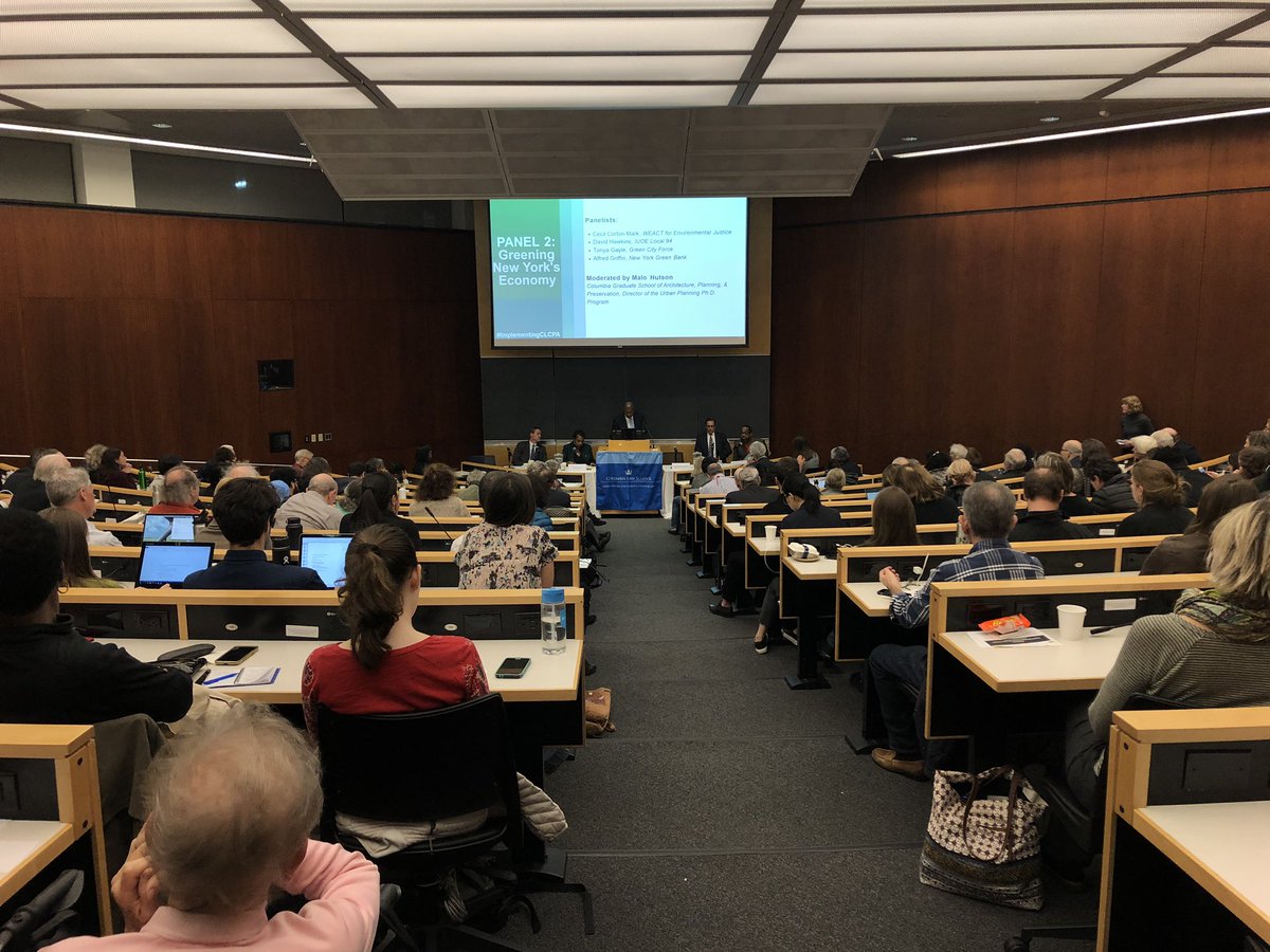 columbiaclimate's tweet photo. Thanks for coming everyone! The event tonight was packed and we got some fantastic questions. #implementingCLCPA https://t.co/cKDTJVNlTN