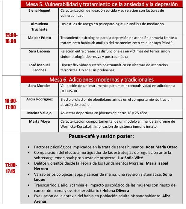 Os desvelamos un poco más del programa del #phdaypsicologia2019 👀

Por la tarde indagaremos en la ansiedad y la depresión; y exploraremos las adicciones, tradicionales y modernas.

Nos vemos mañana! 

#phday #doctorado #investigacion #estudiantes #congreso