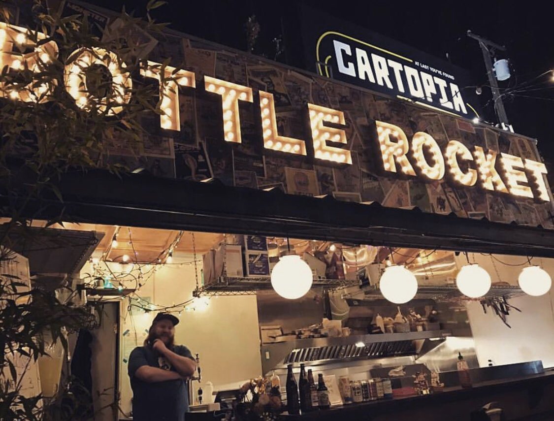 Scrolling through all the rad @bottlerocketpdx pics to find a repost and we chose this one...because of that guy. We don’t know him, but he looks epic. 😎 👍🏻 #bottlerocketpdx #sawandsteel #marqueeletters #lightupletters #homedecor #interiordecor #interiordesign #interiordesigner