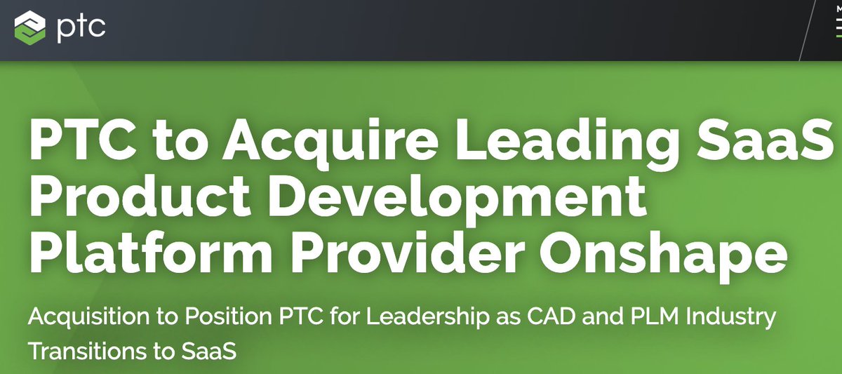 jhirschtick's tweet photo. Very excited to join forces with @PTC and @JimHeppelmann
to bring the power of #cloud and #SaaS to even more users and even more applications! @Onshape

https://t.co/8lQCvD0rCl https://t.co/ASwORjlUXr