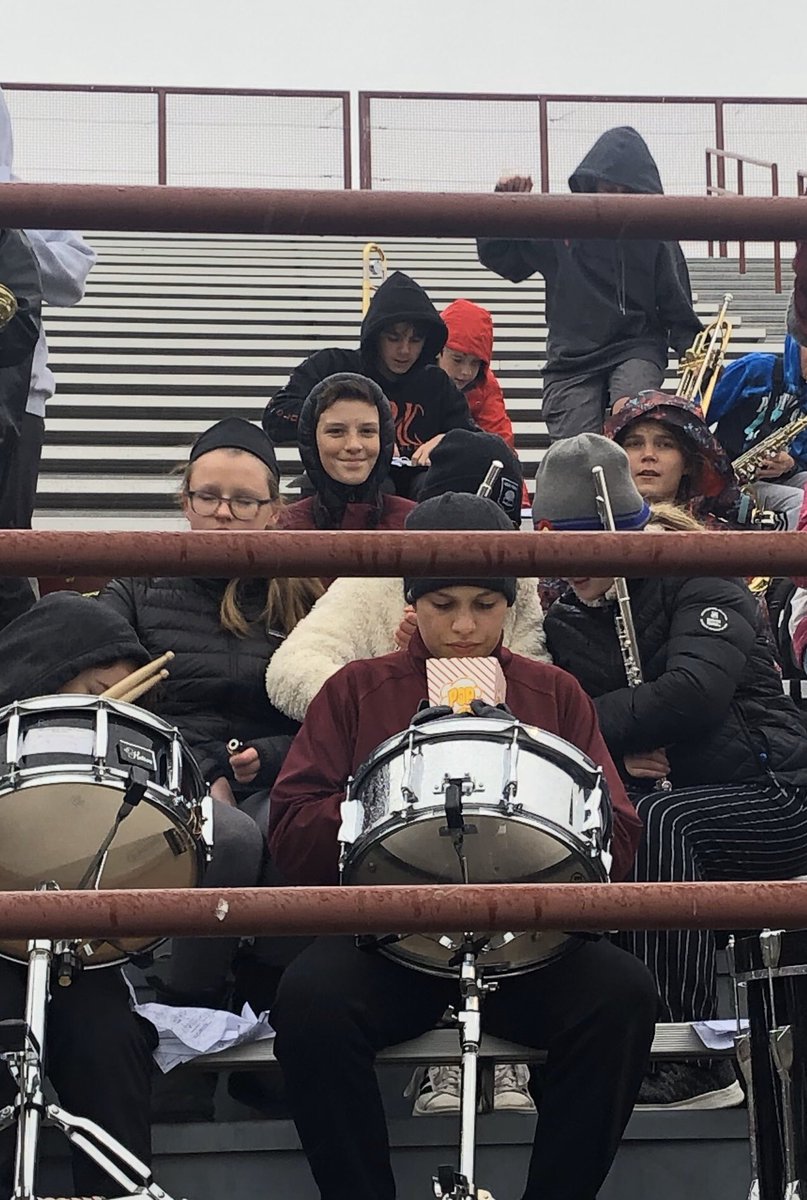 EganAngi's tweet photo. RVMS and TRHS band keeping the crowd warmed up at a chilly unified soccer game @RvmSmusic https://t.co/casWX7pvXo