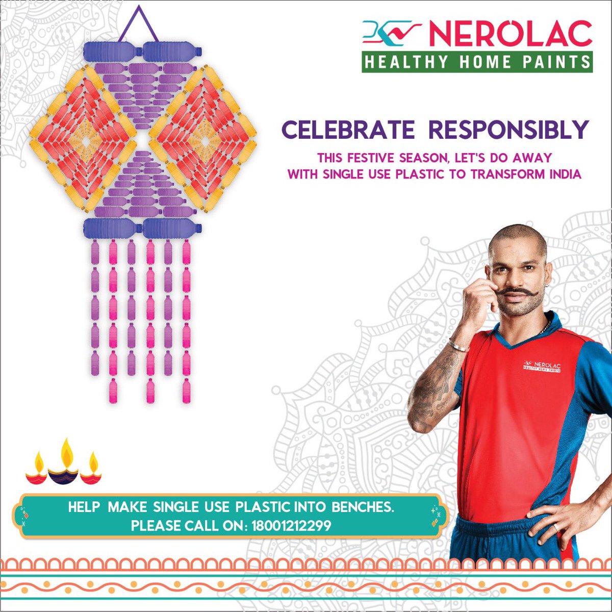 Nerolac_Paints's tweet photo. A responsible Diwali is a Happy Diwali. Donate single use plastic to Nerolac and we will convert it into benches. Join the cause today with @SDhawan25 
https://t.co/1FHQpwYtn5 https://t.co/JqpvQUslwQ