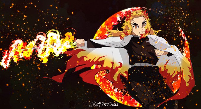 十郷（10-5）さんがTwitterに投稿した煉獄杏寿郎(鬼滅の刃)のイラスト。