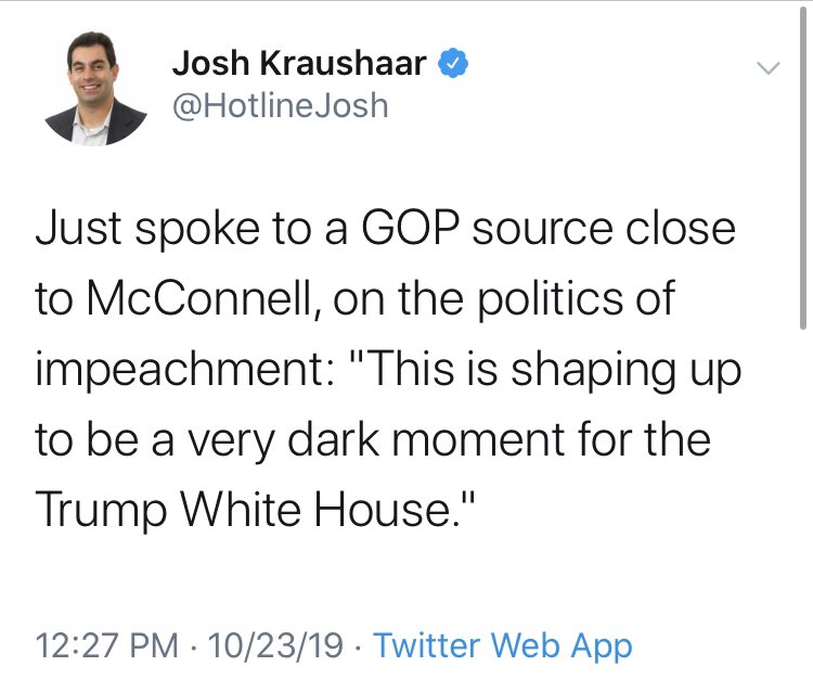 65/  #ImpeachAndRemove polls in Swing Congressinal Districts and in BLUE MN are bad for  @HouseDemocrats. Polling for Trump improved in WI in recent weeks. This is why Pelosi did not call an Inquiry vote, but  @HotlineJosh has a "source" that  @SenateGOP is feeling the pressure.