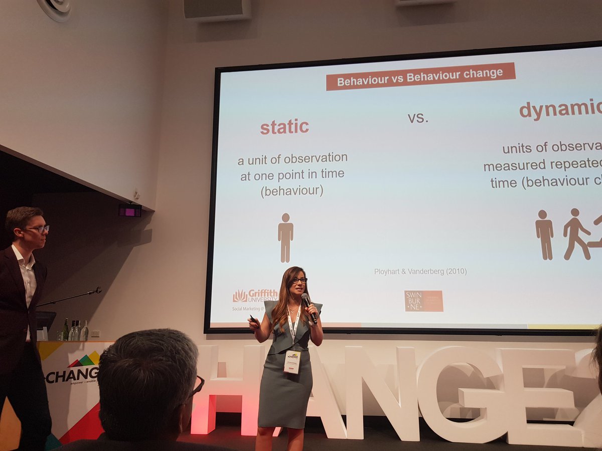 juliacarins's tweet photo. And now @patriciatldavid and @JIPallant helping us understand the difference between behaviour and behaviour change #ChangeConf2019 https://t.co/m6sNNa84Wu