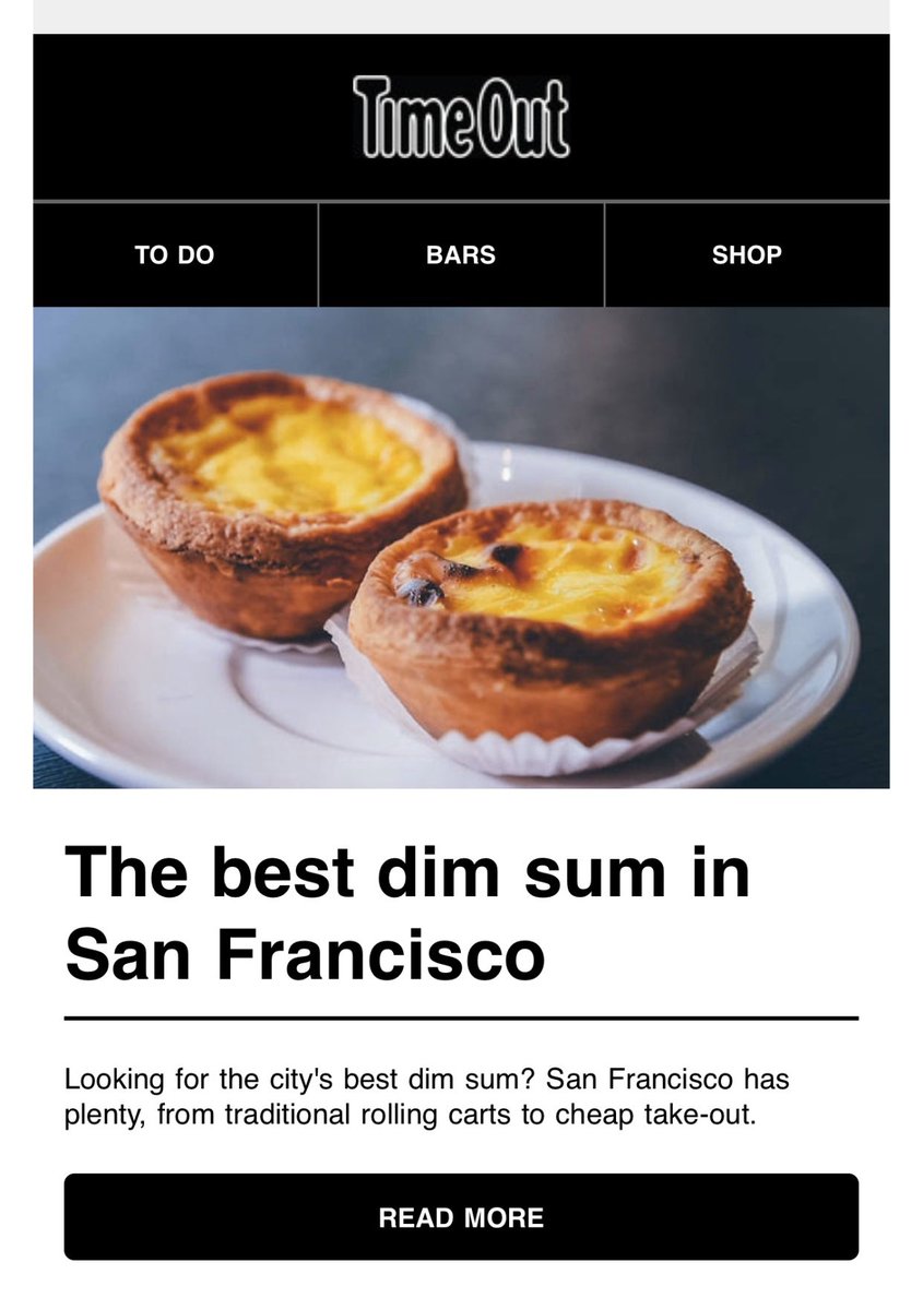 I love Portuguese egg tarts too, but is this really the best stock photo for an article about dim sum <a href="/TimeOut_SF/">Time Out SF</a>? I’ve seen decent photographs of har gow too 😛