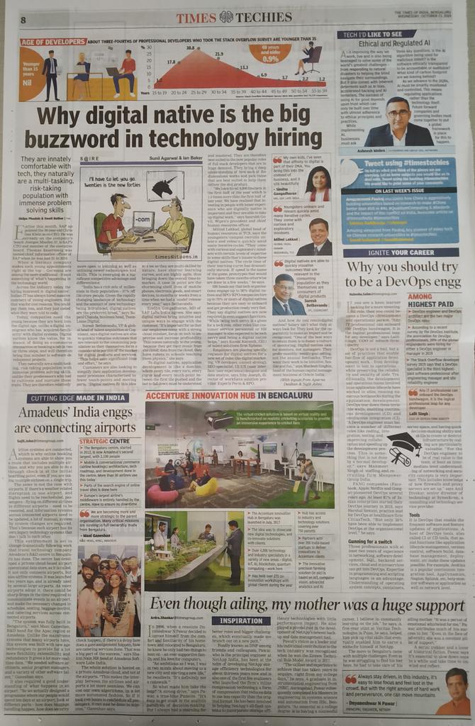 In the latest #timestechies, Why digital native is the new hiring lingo, what you need to do to become a DevOps engineer, the fascinating work French travel tech company Amadeus is doing out of India, and Accenture's cool innovation lab in Bangalore