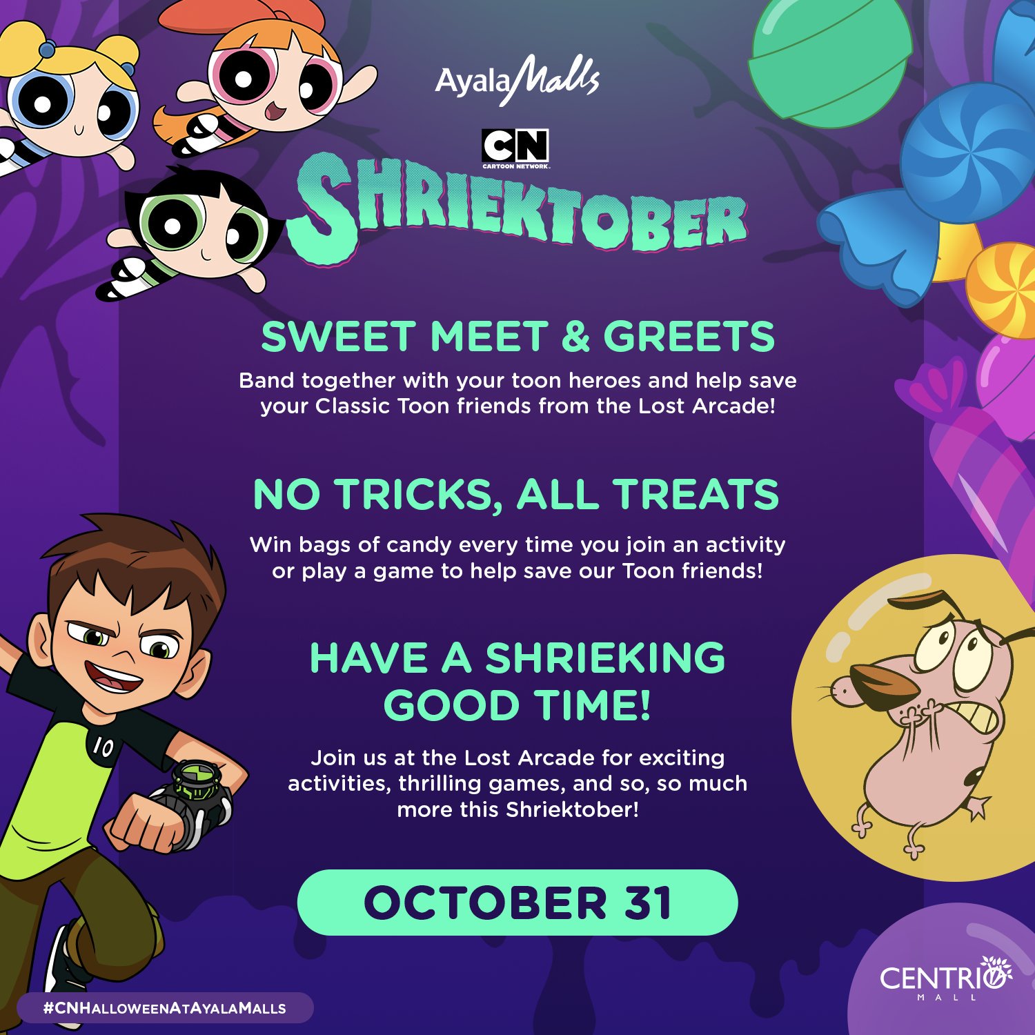 Ayala Malls Centrio On Twitter This Shriektober The Lost Arcade Is Taking Over Your Favorite Mall Band Together With Your Favorite Cartoon Heroes And Help Save Our Classic Toon Friends From The