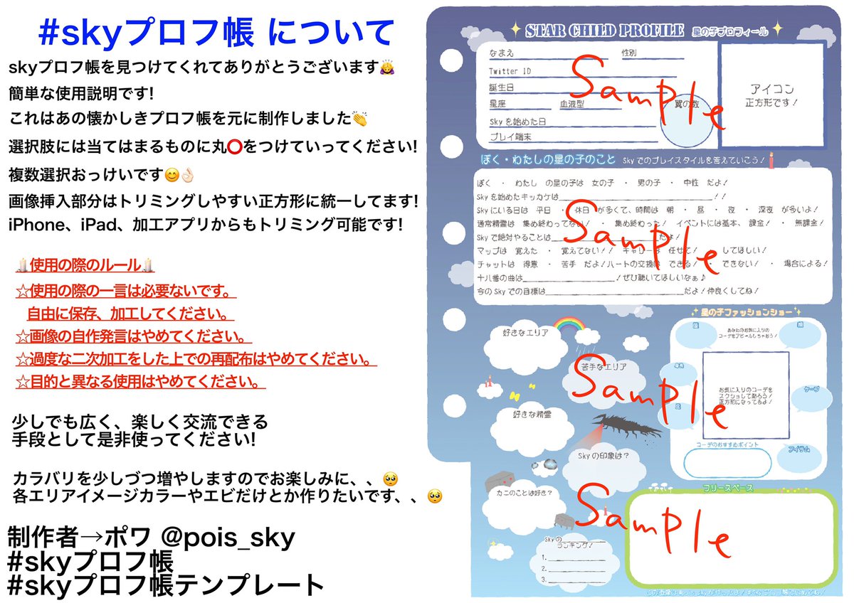 Sky自己紹介カード テンプレート Min T ミント