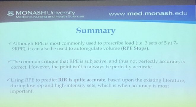 KellieWilkie's tweet image. #ASICSSMA19 Dawson Kidgelll explaining how RPE strength scales &amp;amp; RIR (Reps In Reserve) can be used as parameters to prescribe exercise dose - so relevant for rehab when 1RM can not be ascertained due to pain or pathology &amp;amp; therefore has limitations for prescribing exercise dose