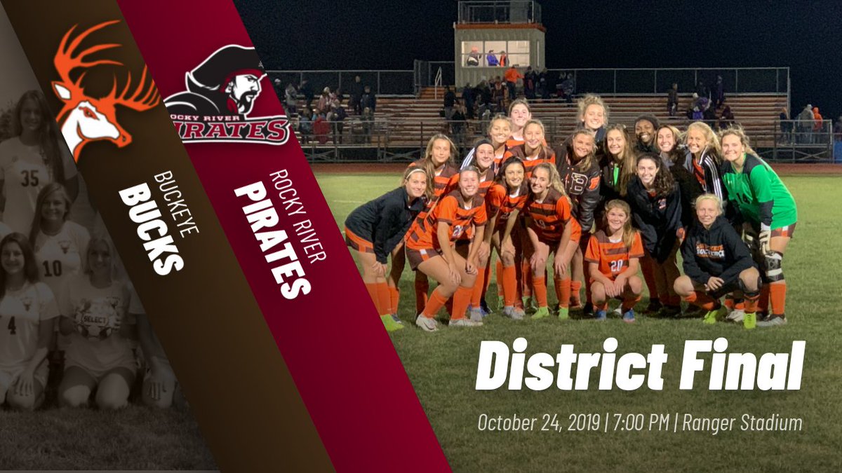 Girls soccer travels to North Ridgeville tonight to take on Rocky River for the District Championship.  Go Bucks!