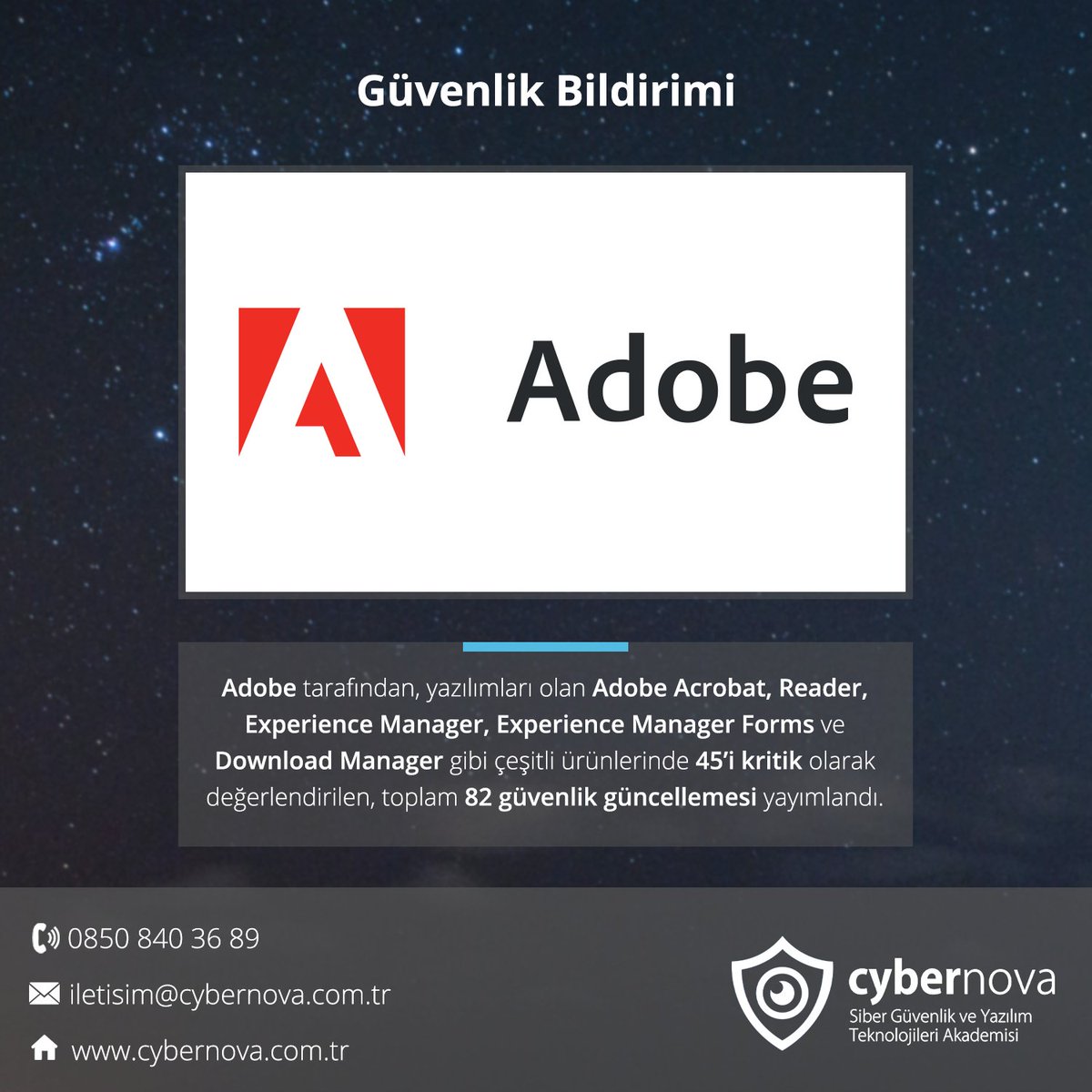 Cybernova ile güvenli kalın. 🛡️

#cyber #security #cybersecurity #cybersecuritytraining #kali #linux #socialengineering #ethicalhacking #sibergüvenlik #bilgigüvenliği #sosyalmühendislik #cybernovaltd #sızmatestleri #kurumsalsomeeğitimi #güvenliyazılımgeliştirme #hackerakademi