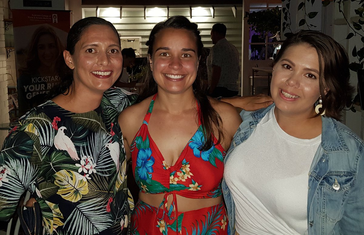 Three deadly Aboriginal and Torres Strait Islander future rural generalists at #RMA19 Future Generalist beach party <a href="/ACRRM/">ACRRM</a> <a href="/RuralDoctorsAus/">RDAA</a> <a href="/AIDAAustralia/">Australian Indigenous Doctors' Association</a> #IndigenousDocs #StrongWoman #Tiddas