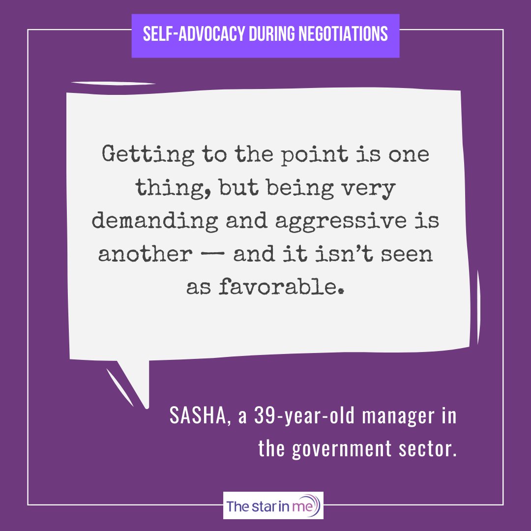 Thestarinme1's tweet image. To overcome this, balance your displays of warmth and assertiveness during negotiations- first show that you understand the needs of the other person, and then make a more assertive, self-advocating ask.

#Workchallenges #workingwomen #salarynegotiations #worktips #workgoals