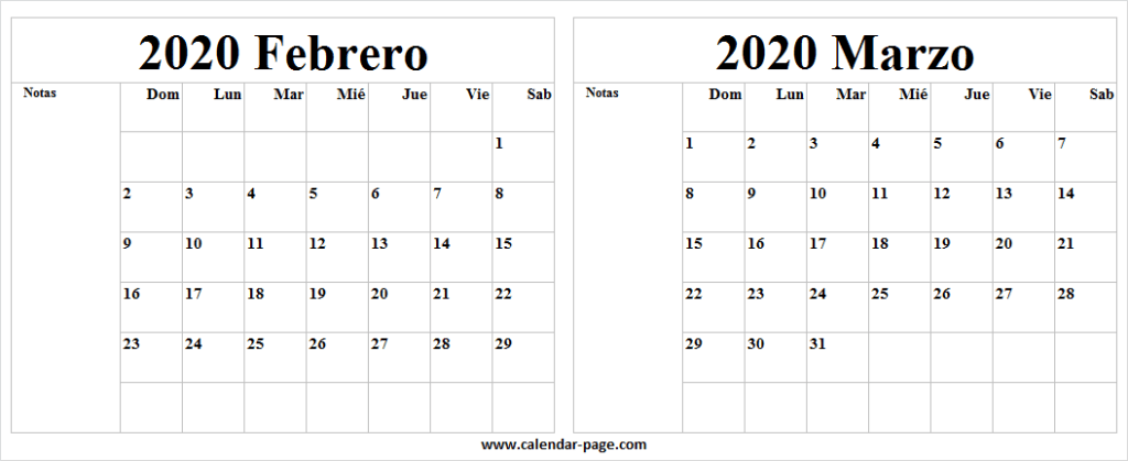 Typobox Calendario 2020 Ingles Kreatif Desain