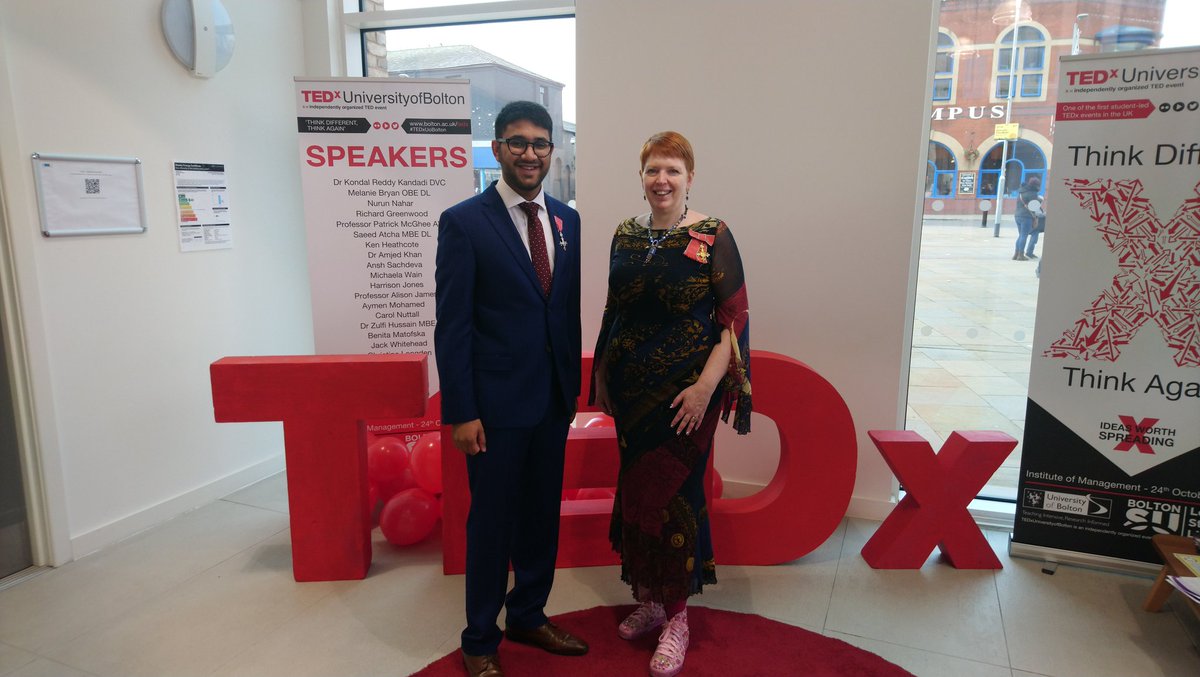 @whynotchange <a href="/saeedatcha/">Saeed Atcha MBE DL</a> two of the fabulous speaks from today have a lovely chat and picture afterwards <a href="/TEDxUoBolton/">TEDxUniversityofBolton</a> #TedxUoBolton @TheatreUoB