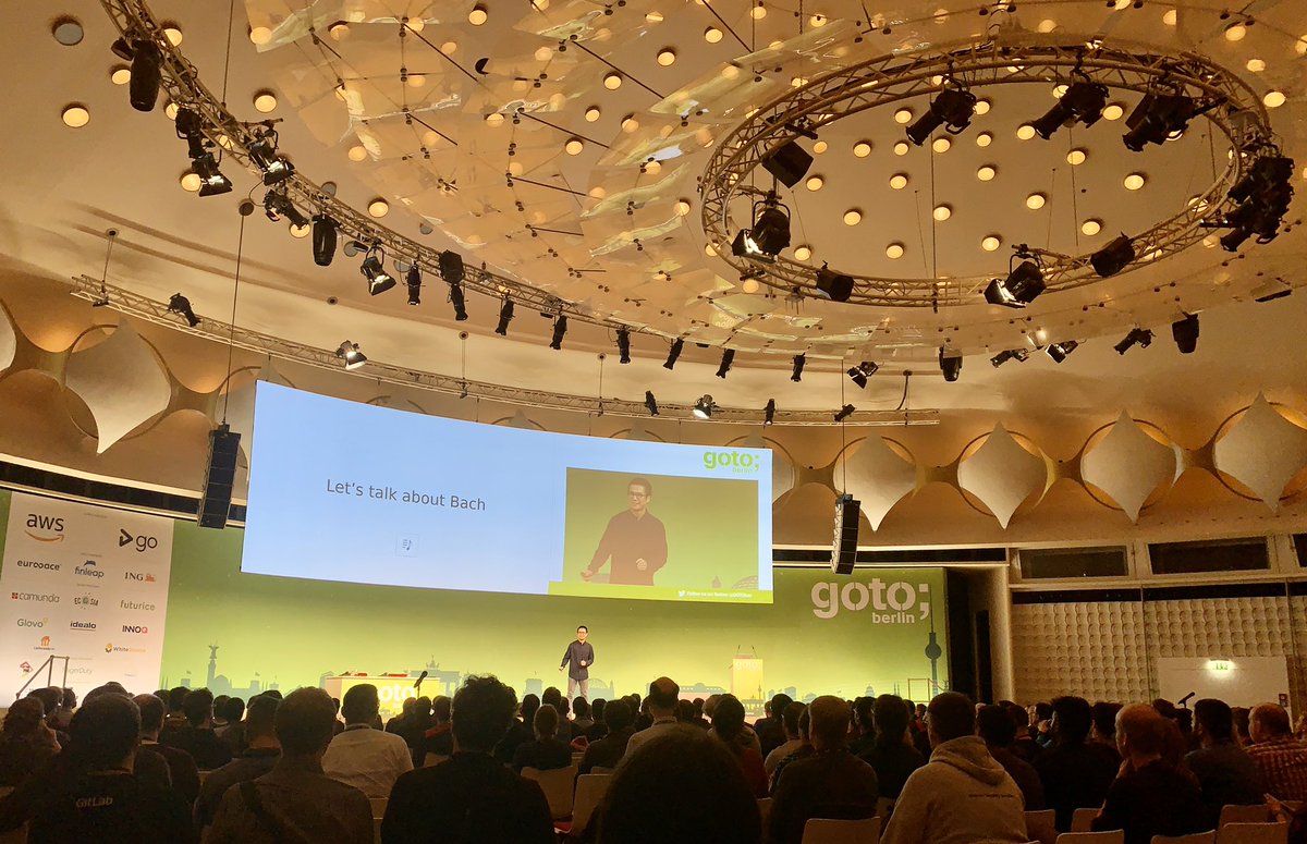 Next up at #GOTOber: <a href="/feynmanliang/">Feynman Liang</a> talking about BachBot, an artificial intelligence which uses deep learning and long short term memory to compose music in the style of Bach. 
This should be interesting 😉