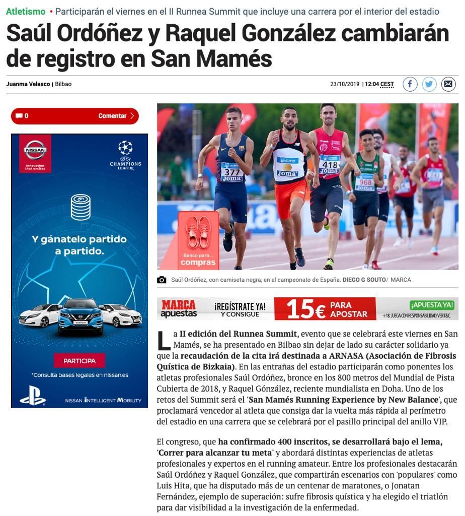 runnea_com's tweet photo. Orgullosos de ser portada de la sección de ATLETISMO del MARCA 🤗

II edición del Runnea Summit 2019 ✔ 
ℹ https://t.co/WbJSEHMXTu

#runneasummit #marca #prensa #runnea https://t.co/WZYmffPxiG